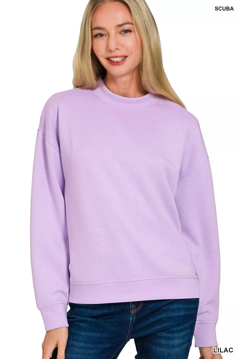 Zenana Scuba Mock Neck Sweatshirt and Joggers Set OutfitFlow