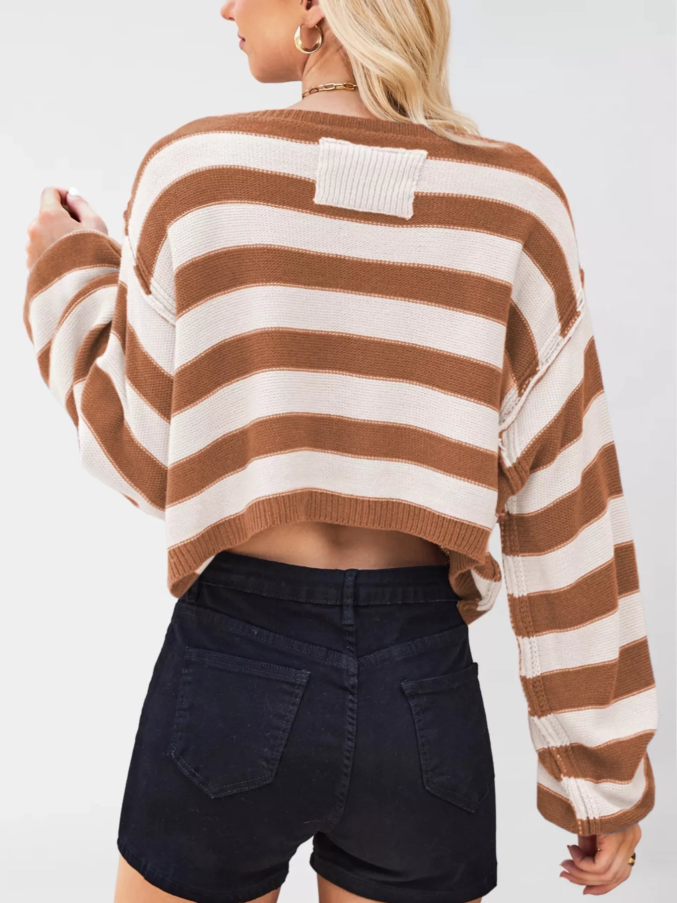 Striped Dropped Shoulder Sweater OutfitFlow