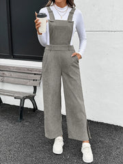 Slit Wide Leg Overalls with Pockets OutfitFlow