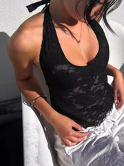 Lace Halter Neck Cami Top OutfitFlow