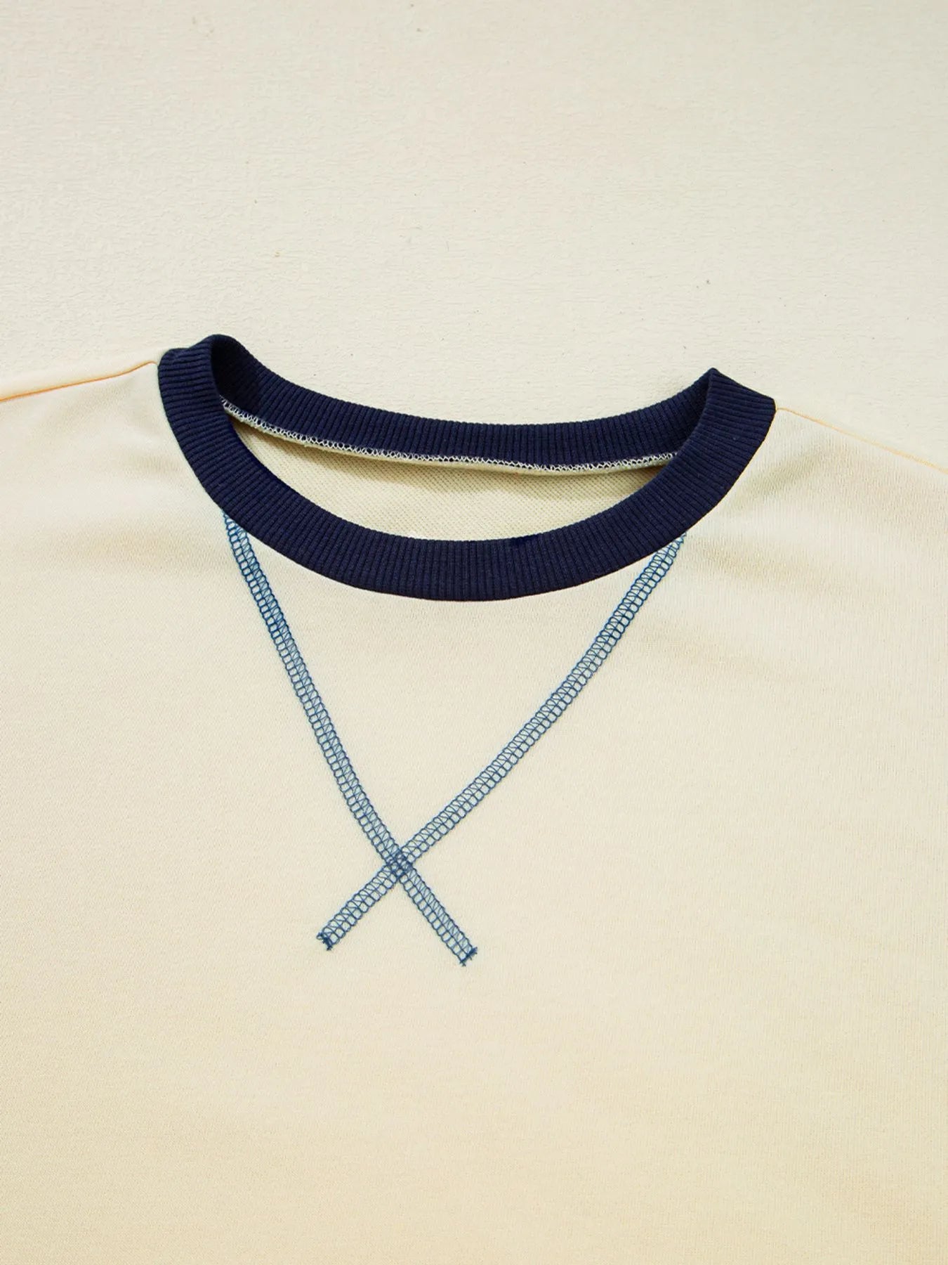 Striped Patchwork Long Sleeve Round Neck Two-in-one Top OutfitFlow