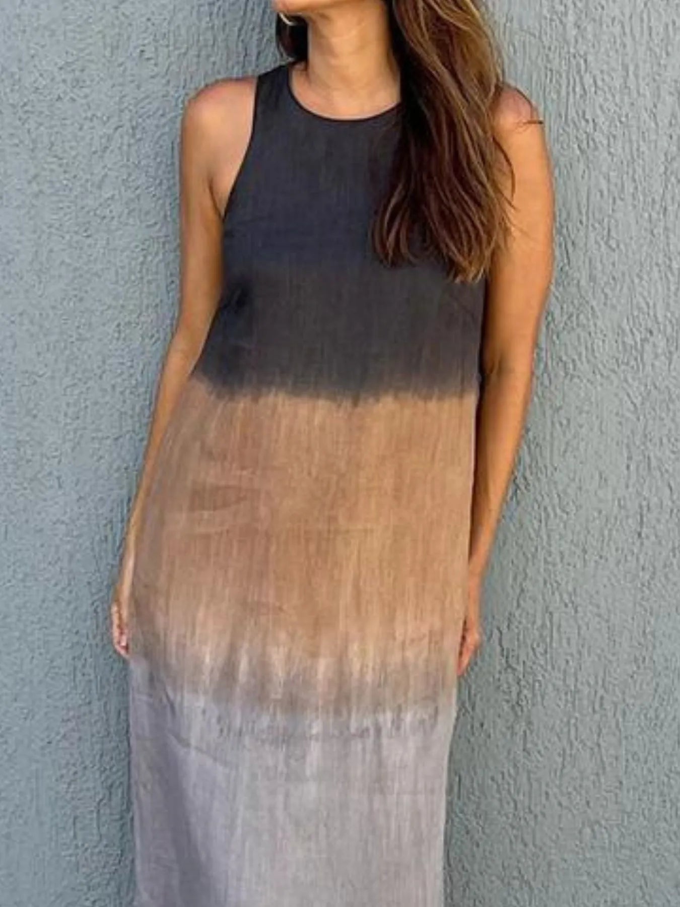 Full Size Sleeveless Gradient Tank Midi Dress Plus Size OutfitFlow