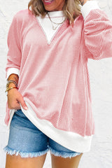 Outfit Flow - Contrast Round Neck Long Sleeve Sweatshirt