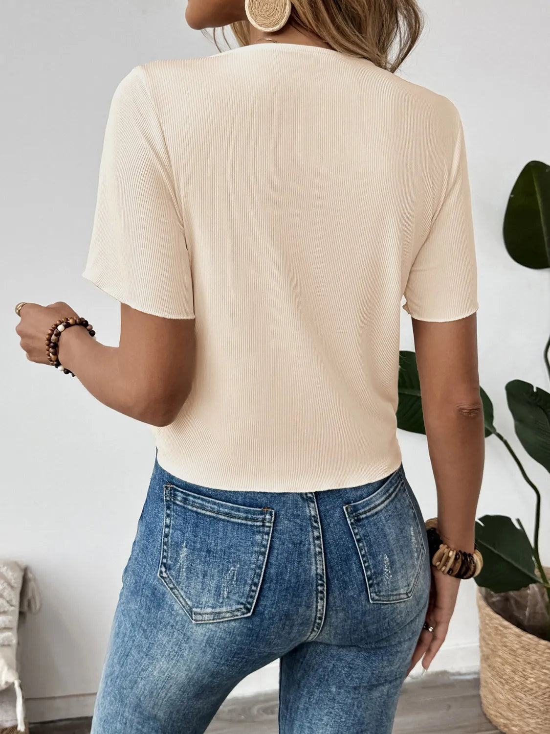 Flower Drawstring Ruched Front Top OutfitFlow
