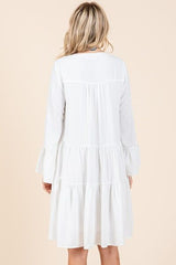 Mittoshop Tiered Notched Flare Sleeve Dress OutfitFlow