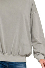 Zenana Soft Fleece Pigment Dye Round-neck Sweatshirts OutfitFlow