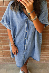 Oversized Button Down Denim Shirt Dress OutfitFlow