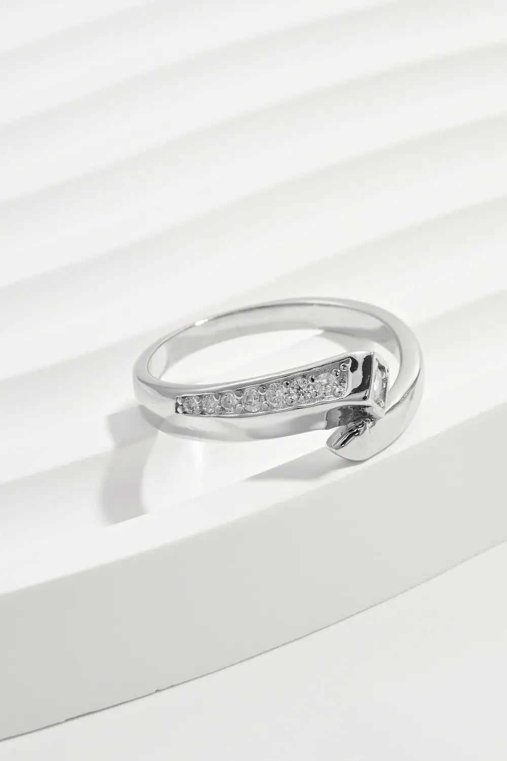 925 Sterling Silver Inlaid Zircon Ring Silver OutfitFlow