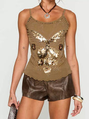 Sequin Butterfly Scoop Neck Cami OutfitFlow
