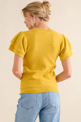 And The Why Double Layered Ruffle Sleeves Sweater Top OutfitFlow