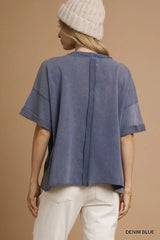 Umgee Mineral Wash Round Neck Top OutfitFlow