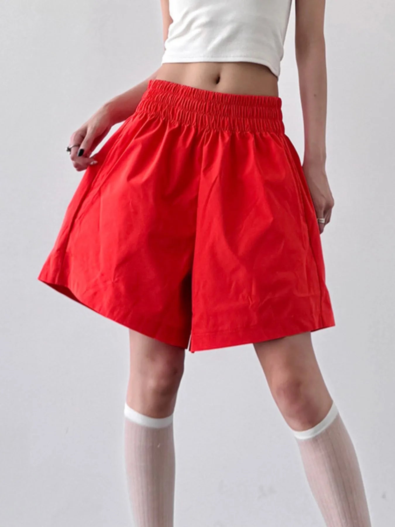 Smocked Wide-Leg Shorts OutfitFlow