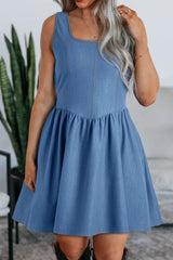 Square Neck Sleeveless Mini Dress OutfitFlow