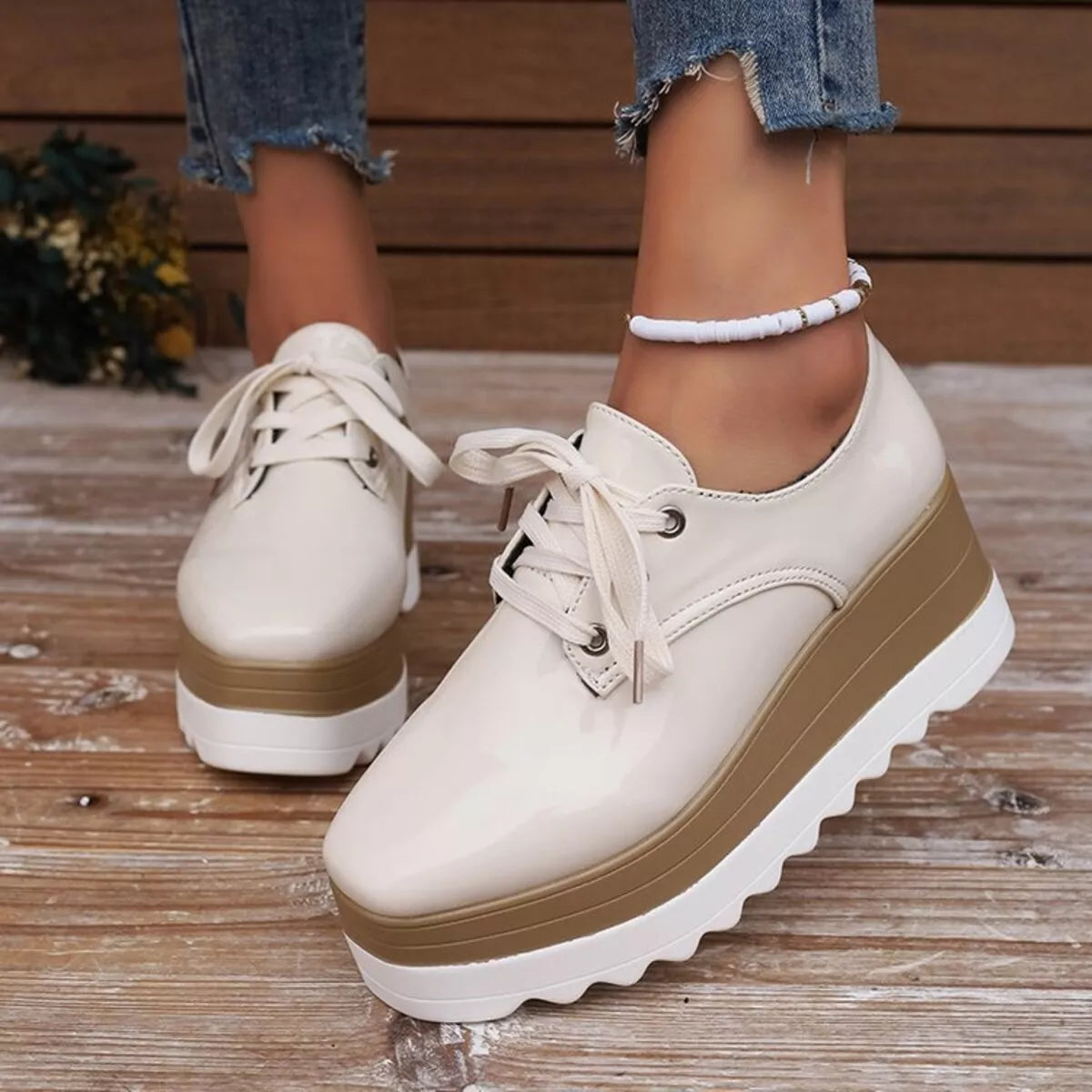 Lace Up Platform Sneakers Trendsi