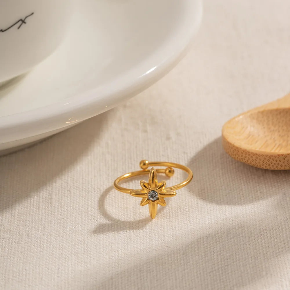 Stainless Steel Inlaid Rhinestone Ring OutfitFlow