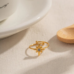 Stainless Steel Inlaid Rhinestone Ring OutfitFlow