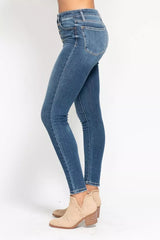 Judy Blue Full Size High Rise Button Fly Skinny Jeans Plus Size OutfitFlow