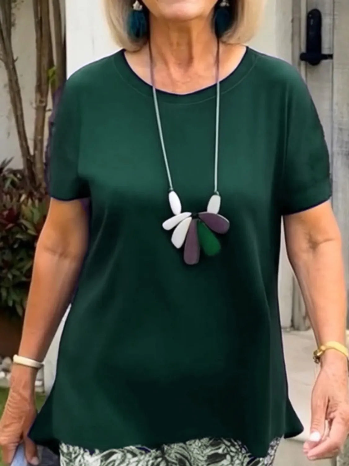 Full Size Round Neck Short Sleeve Top and Pants Set Plus Size OutfitFlow