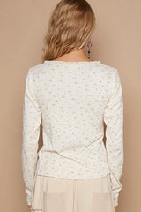 POL Floral V-Neck Long Sleeve T-Shirt OutfitFlow