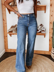 High-Waisted Wide Leg Jeans Light Blue OutfitFlow