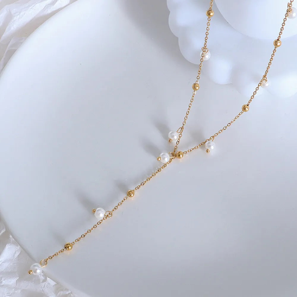 18K Gold-Plated Pearl Drop Necklace OutfitFlow