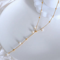 18K Gold-Plated Pearl Drop Necklace OutfitFlow