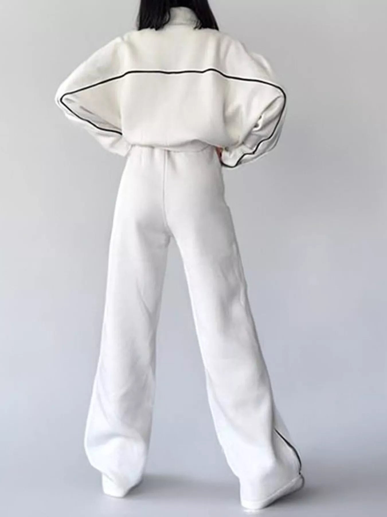 Full Size Zip Up Long Sleeve Top and Pants Set Plus Size OutfitFlow