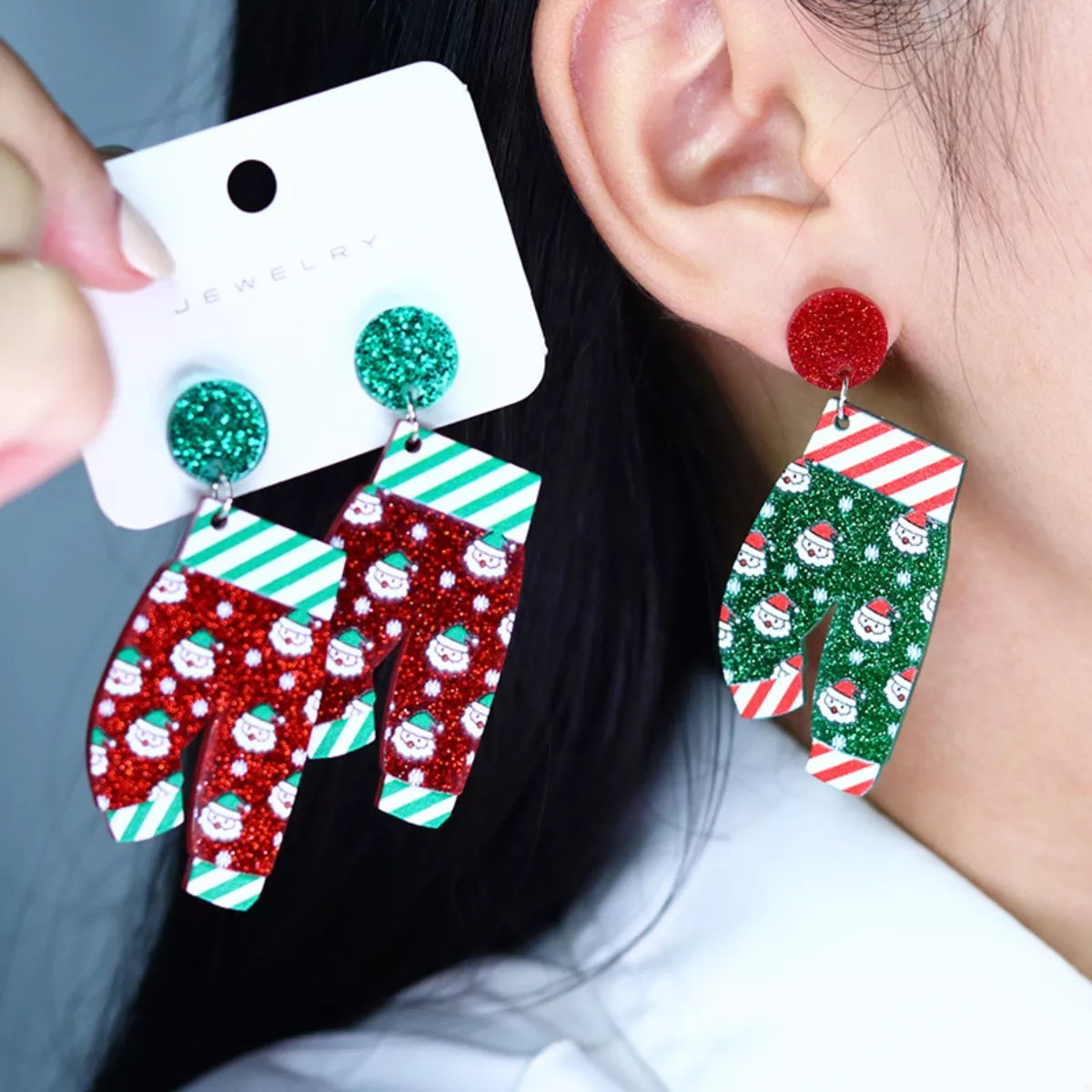 Christmas Holiday Santa Dangle Earrings OutfitFlow