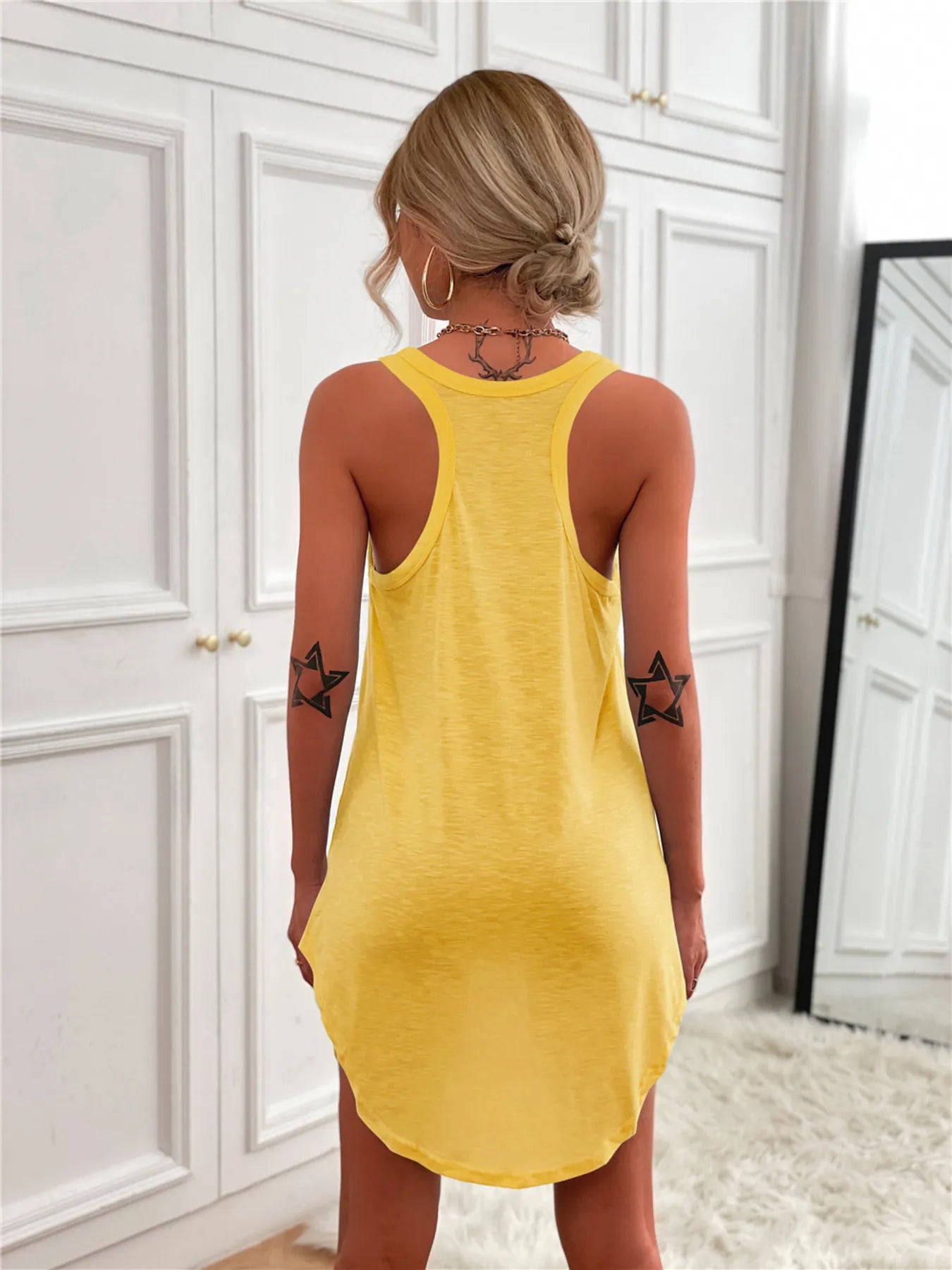 Casual Tank Mini Dress with Curved Hem OutfitFlow