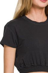 Zenana Elastic Hem Crop Top OutfitFlow