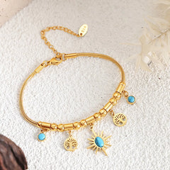 Gold-Plated Titanium Steel Charm Bracelet OutfitFlow