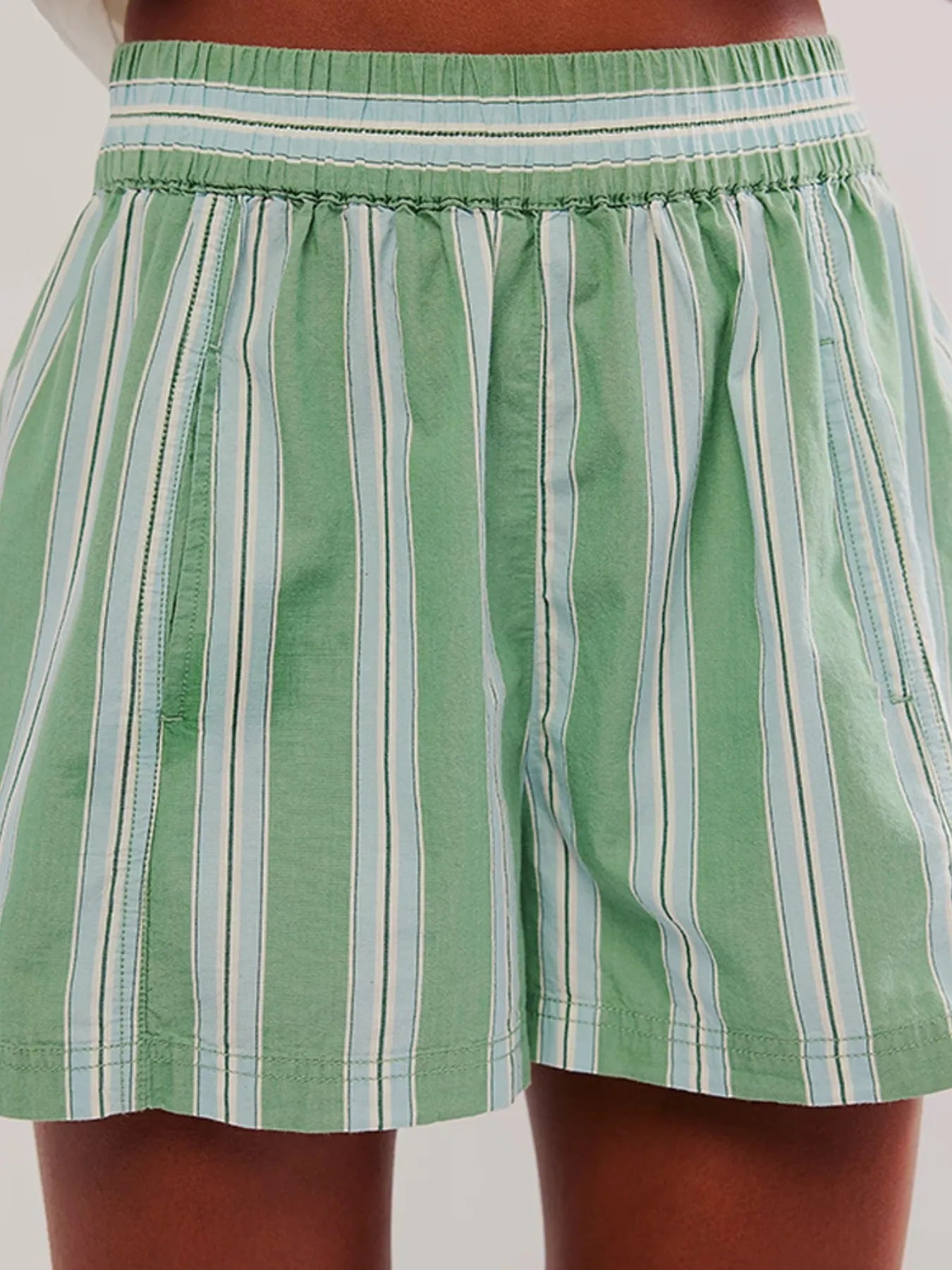 Striped High-Waist Linen Blend Summer Shorts OutfitFlow