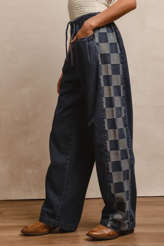 BiBi Washed Denim Mix And Match Long Pants OutfitFlow