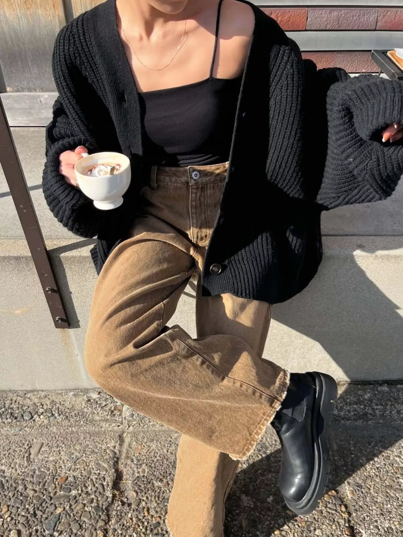 Oversized Knit Button-Down Cardigan Trendsi