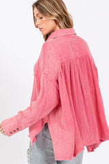 SAGE + FIG Frayed Hem Side Slit Button Down Shirt OutfitFlow