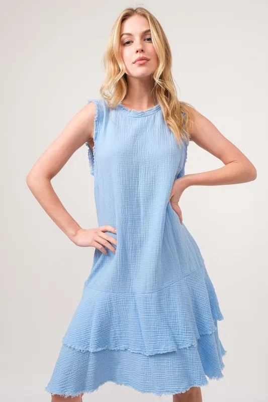 And The Why Washed Fringe Detail Tiered Dress OutfitFlow