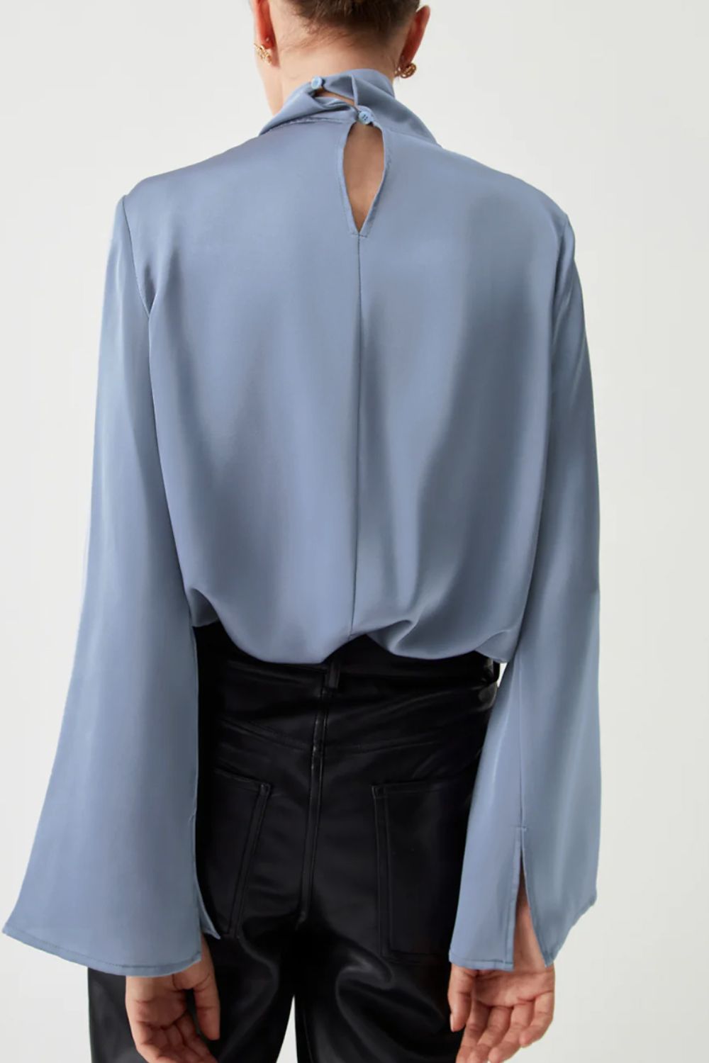Cutout Turtleneck Long Sleeve Blouse OutfitFlow