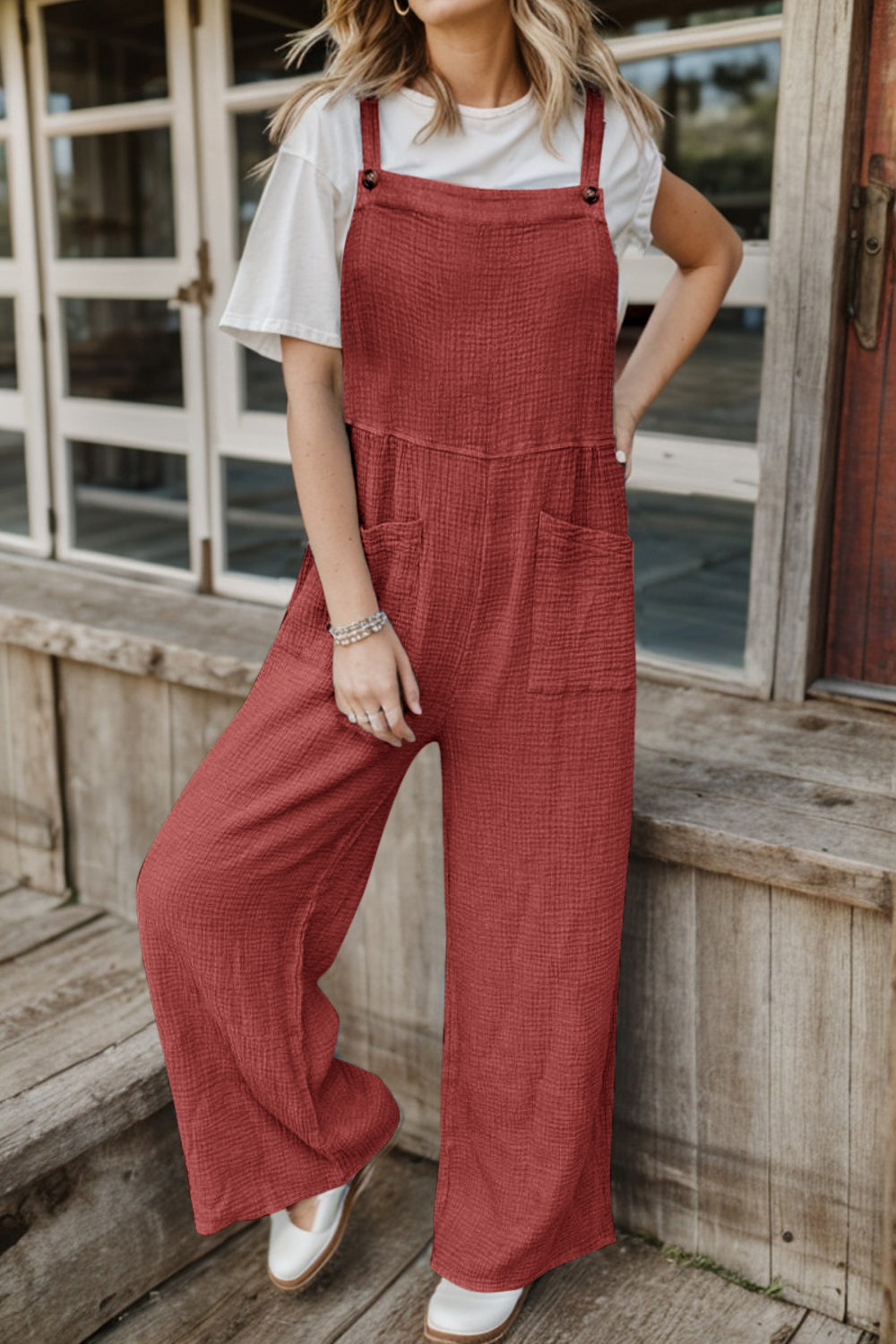 Outfit Flow - Full Size Wide Leg Front Pocket Jumpsuit