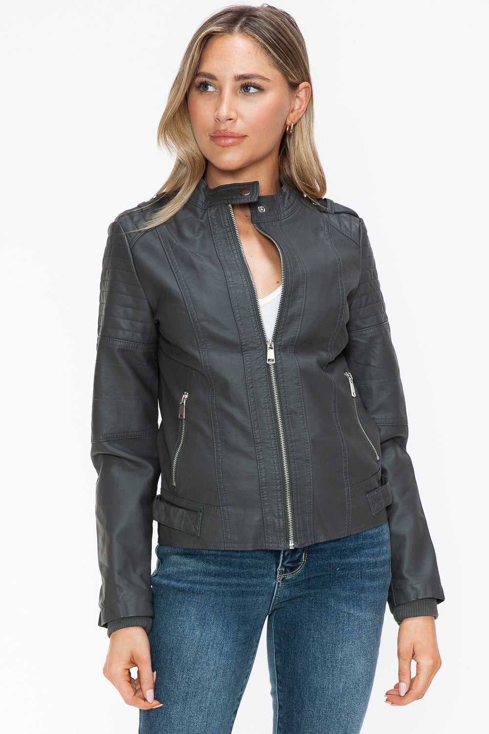 Outfit Flow - Snobbish PU Leather Biker Jacket with Side Zip Pockets