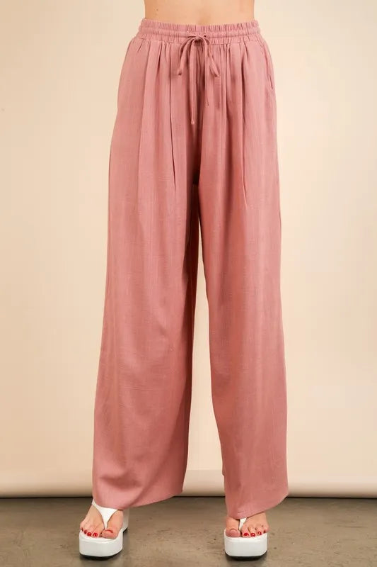 VERY J Solid Woven Top & Pants Set OutfitFlow