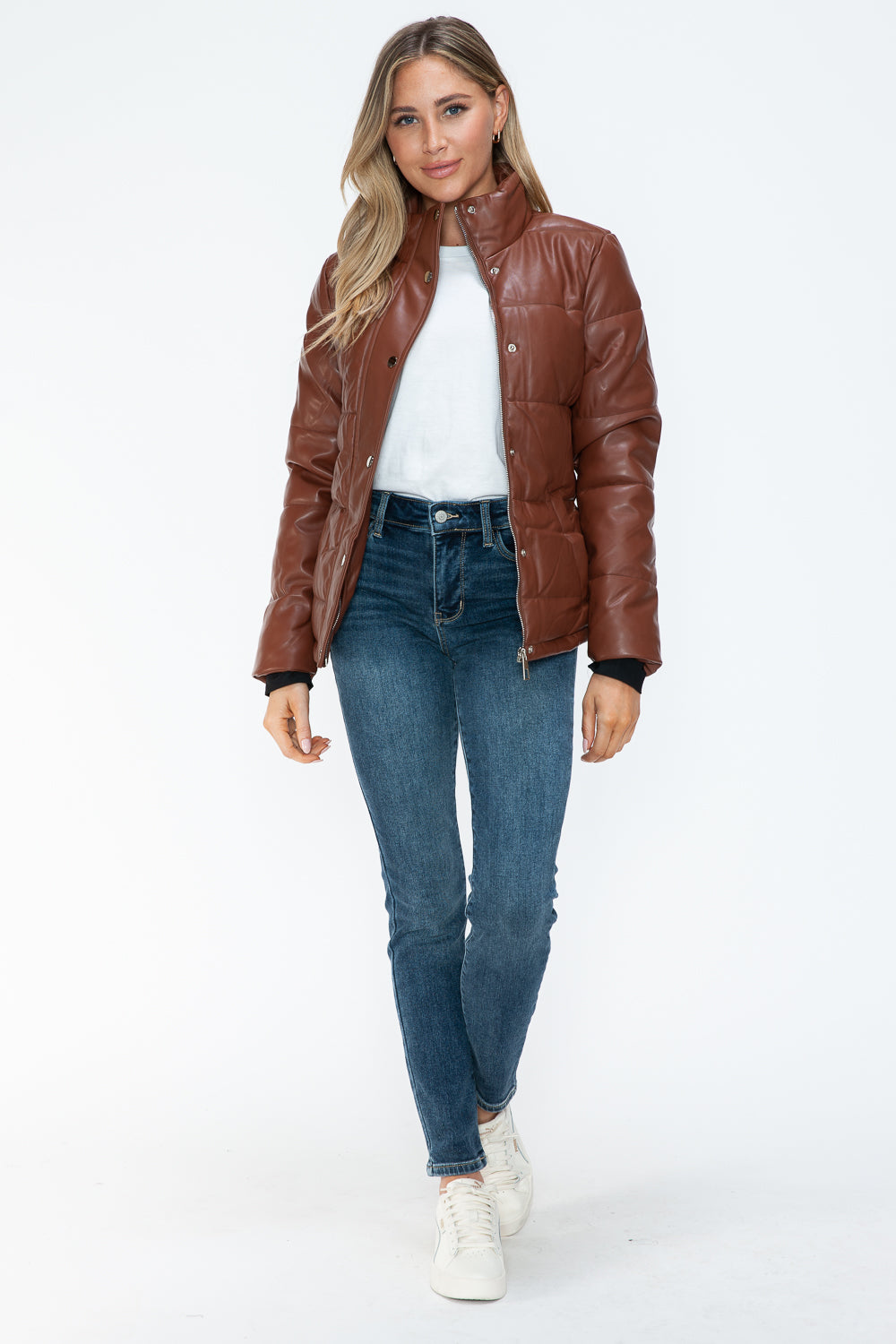 Outfit Flow - YMI Pocketed Zip Up Turtleneck Puffer Jacket