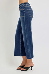 RISEN Full Size High Rise Crop Wide Button Up Jeans Plus Size OutfitFlow