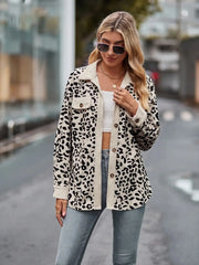 Leopard Print Button-Up Contrast Shacket OutfitFlow