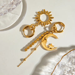 Sun Moon Asymmetric Drop Earrings OutfitFlow