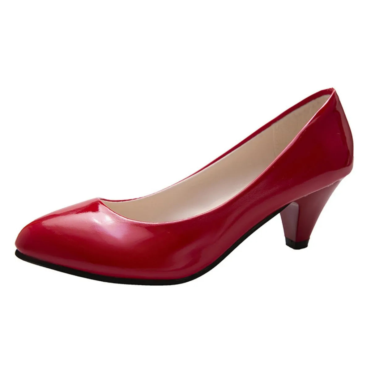 Point Toe Kitten Heels Pumps Red OutfitFlow