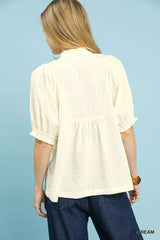 Umgee Textured Smocked Peasant Top OutfitFlow