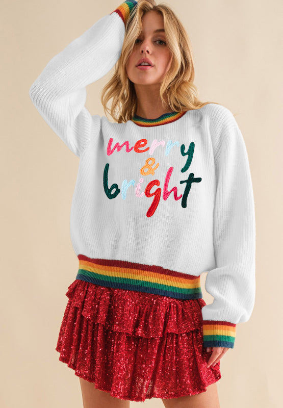 Outfit Flow - MERRY & BRIGHT Ribbed Round Neck Sweater