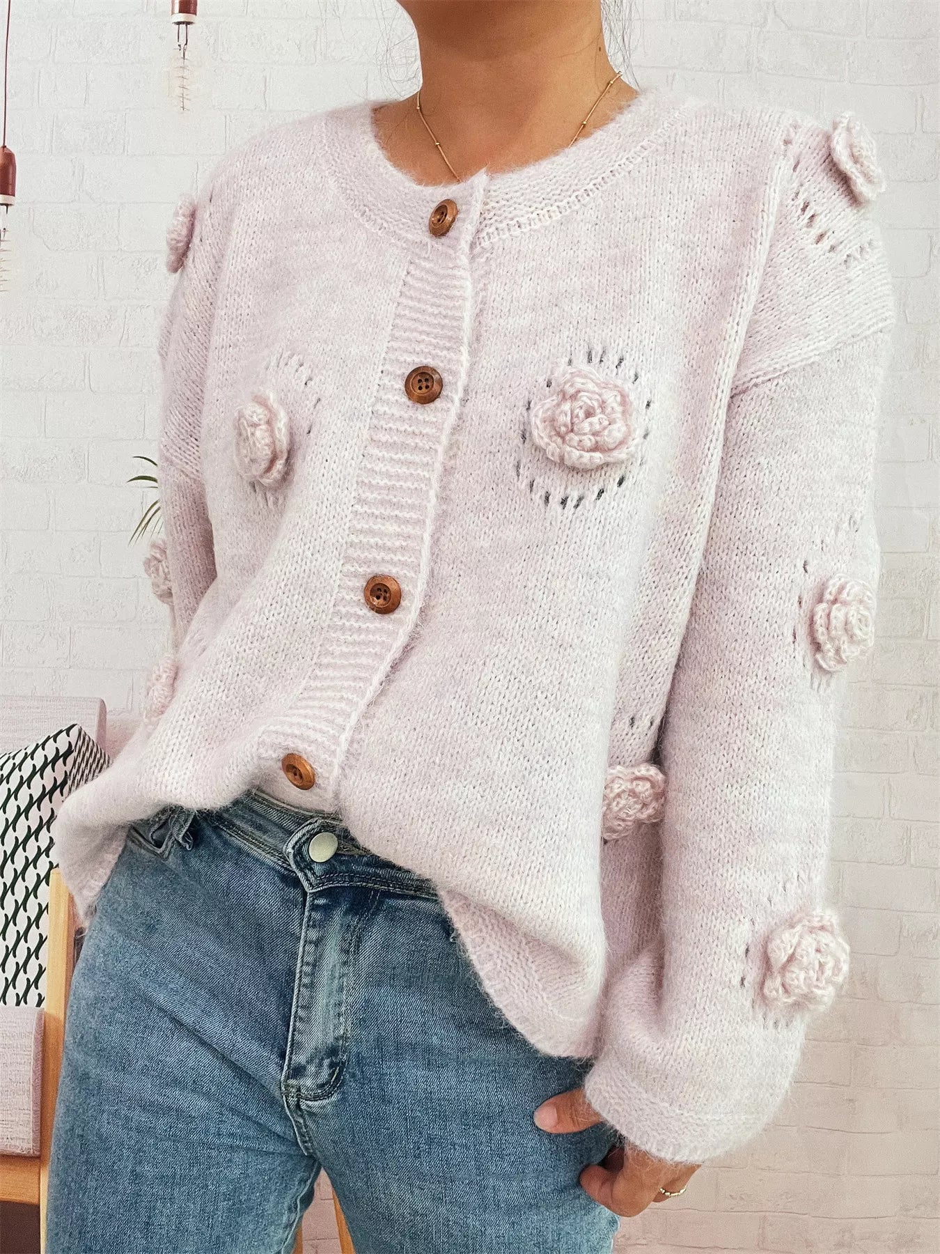 Flower Button-Up Cardigan OutfitFlow
