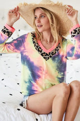 BiBi Tie Dye Terry V-Neck Top OutfitFlow