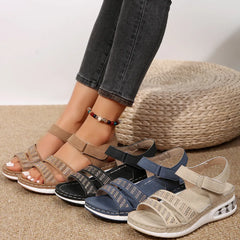 Open Toe Inlaid Rhinestone Wedge Sandals OutfitFlow